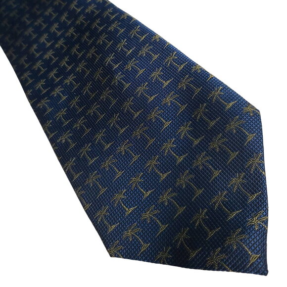 Tommy Bahama Off Island blue palm tree silk tie - 57.5" - Picture 1 of 6